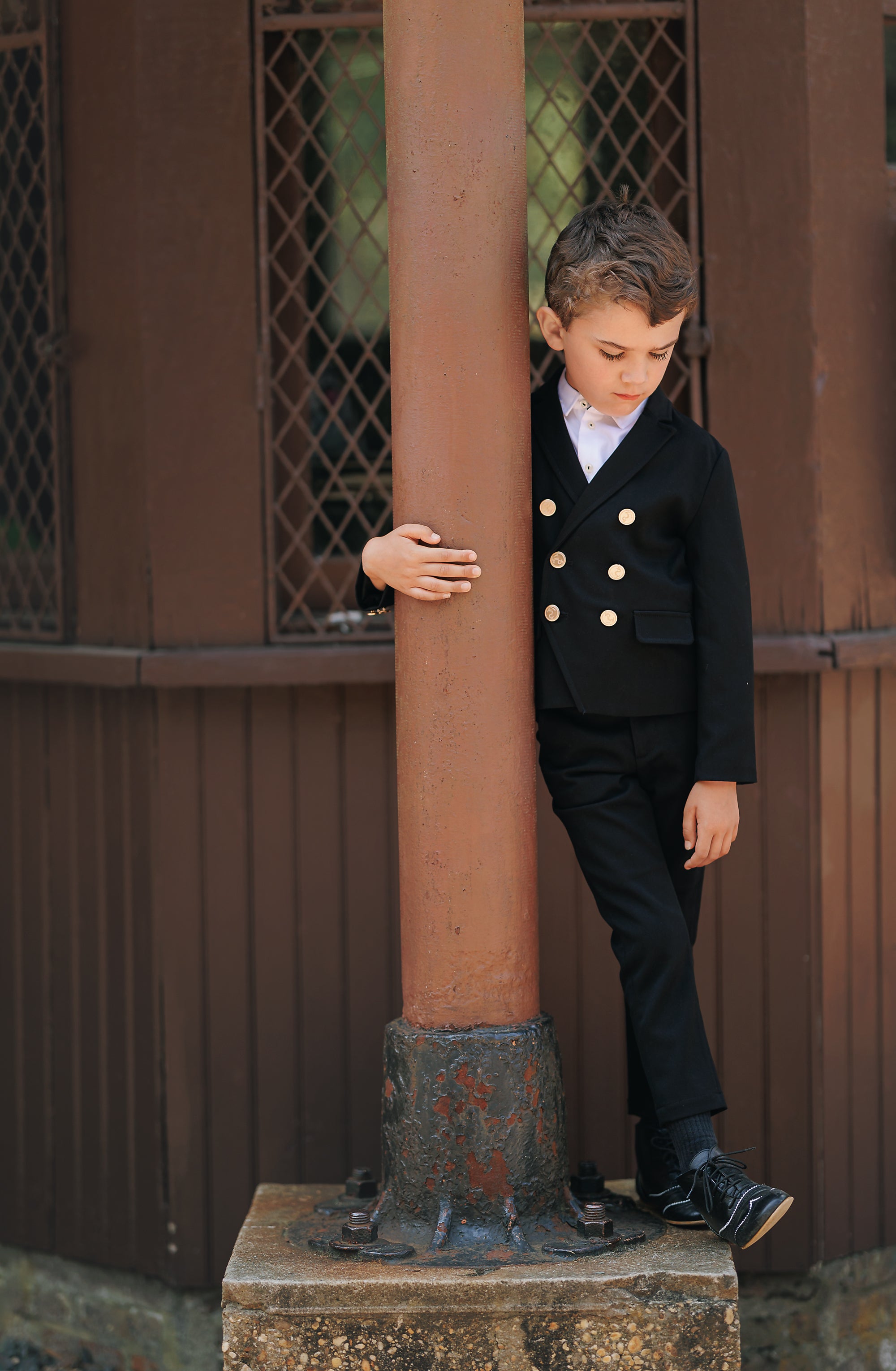 Black Double Breasted Gold Button Blazer