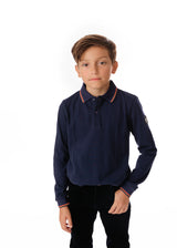 Navy Blue Polo With Colorful Stripe Details