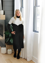 Ivory and Black Suede Colorblock Sweatshirt