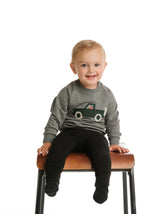 Heather Grey Sweatshirt With Truck Applique