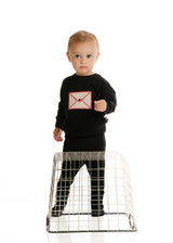 Baby Black Sweatshirt With Envelope Applique Detail