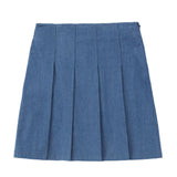 Girls Denim Pleated Skirt