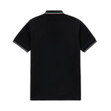 Boys Black Polo with White, Green & Red Trim