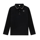 Boys Black Polo with White, Green & Red Trim