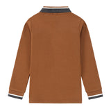 Boys Cognac Polo with Grey & White Trim