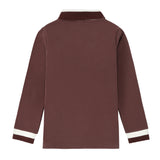 Boys Brown Polo with Brown & White Ribbed Knit Trim