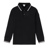 Boys Black Polo with Multicolor Trim