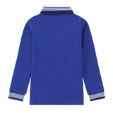 Boys Royal Blue Polo with Black & White Stripe Ribbed Trim
