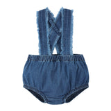 Baby Blue Denim Suspender Bloomer