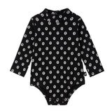 Baby Girls Denim Stitch Floral MockNeck