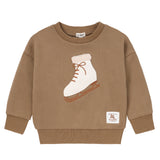Girls Brown Ice Skate Appliqué Sweatshirt