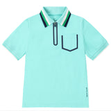 Boys Aqua Polo with Green & White Trim