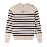 Teens Ivory Stripe Knit Sweater with Button Detail