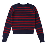 Teens Navy & Red Stripe Knit Sweater with Button Detail