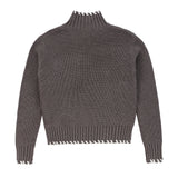 Teens Taupe Knit Turtleneck Sweater with Ivory Contrast Stitching