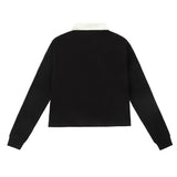 Teen Black Cropped Polo with White Collar