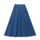Teens Blue Denim A-line Maxi Pocket Skirt