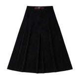 Teens Black Box Pleated Maxi Skirt with Brown Buckle