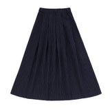 Teens Navy Pinstripe Box Pleated Maxi Skirt