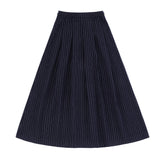 Teens Navy Pinstripe Box Pleated Maxi Skirt