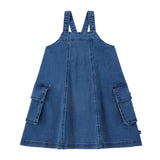 Girls Blue Denim Paneled Jumper