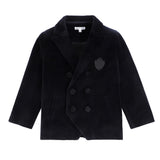 Boys Velvet Black Velvet Button Blazer
