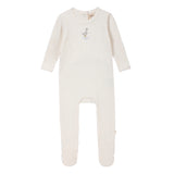 Baby Boys Ecru-Stripe Duck Appliqué Footsie