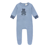 Baby Boys Blue Bear Appliqué Footsie