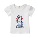 Girls White Bonjour T-Shirt