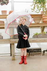 Girls Black Raincoat with White Trim