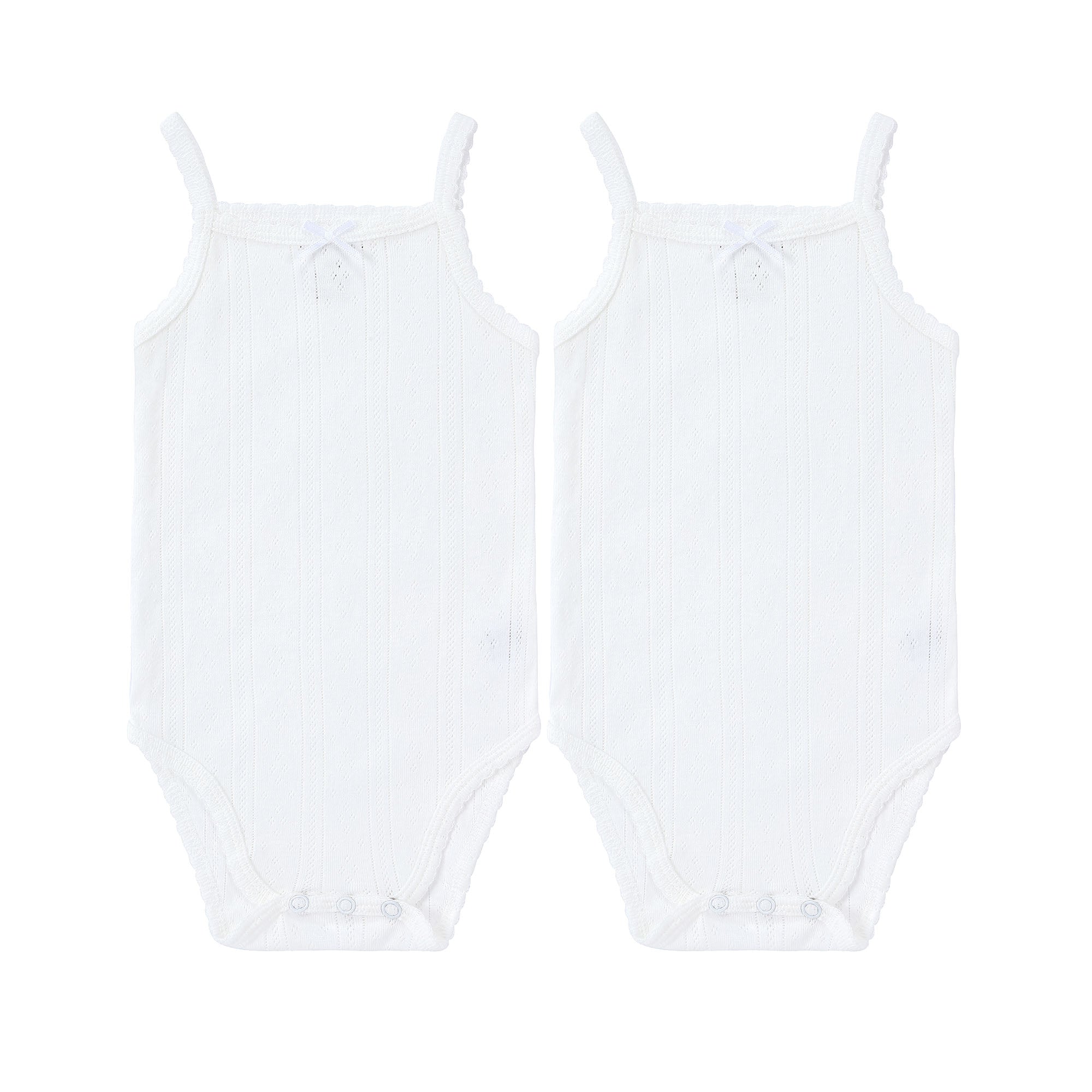 Baby Pointelle 2pc Bodysuit with Bow - White