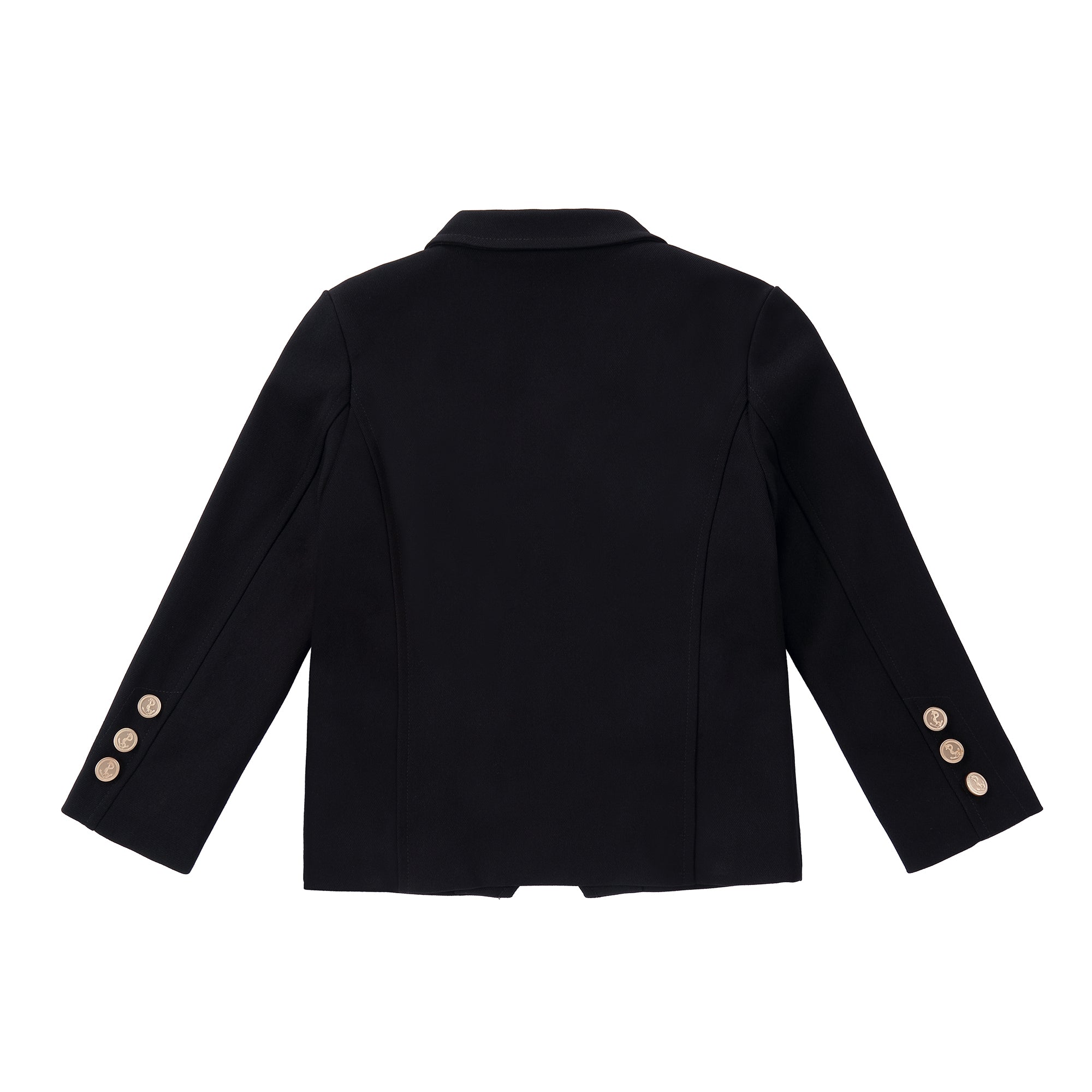 Black Double Breasted Gold Button Blazer