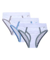 Boy Jersey 3pc Brief - White/Trim (Grey,Blue,Sage)