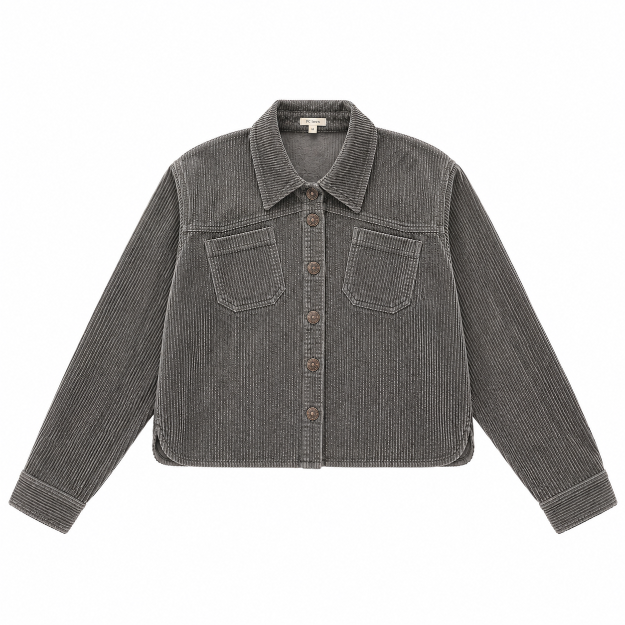 Teens Brown Stripe Cropped Collared Shirt with Front Pockets