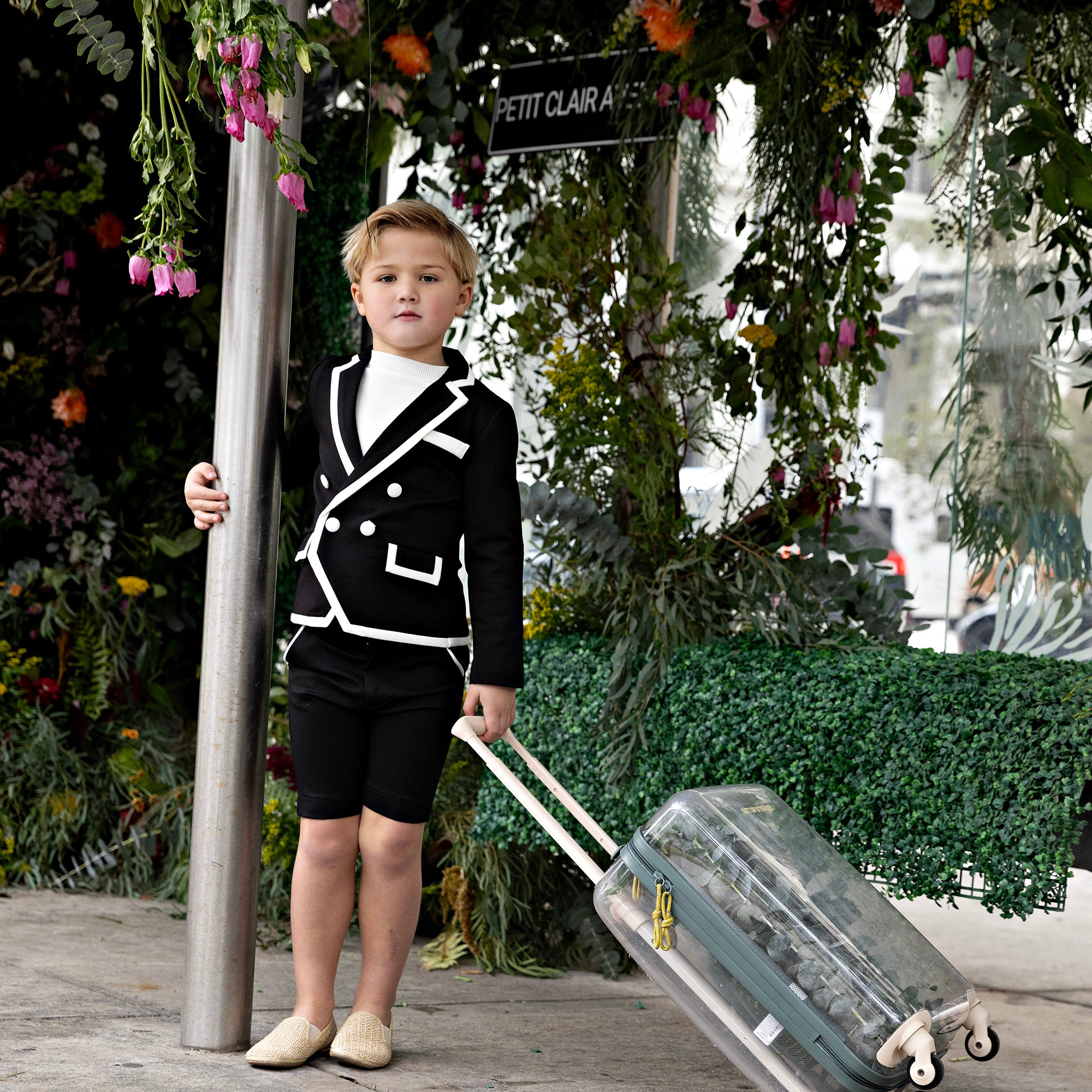 Black/ White Trim Shorts- Matches Blazer