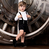 Black Velvet Suspender Shorts