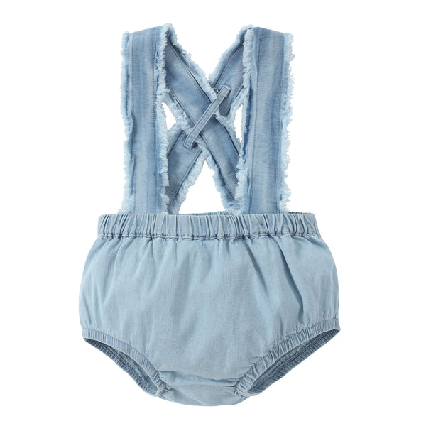 Baby Light Blue Denim Suspender Bloomer – Petit Clair