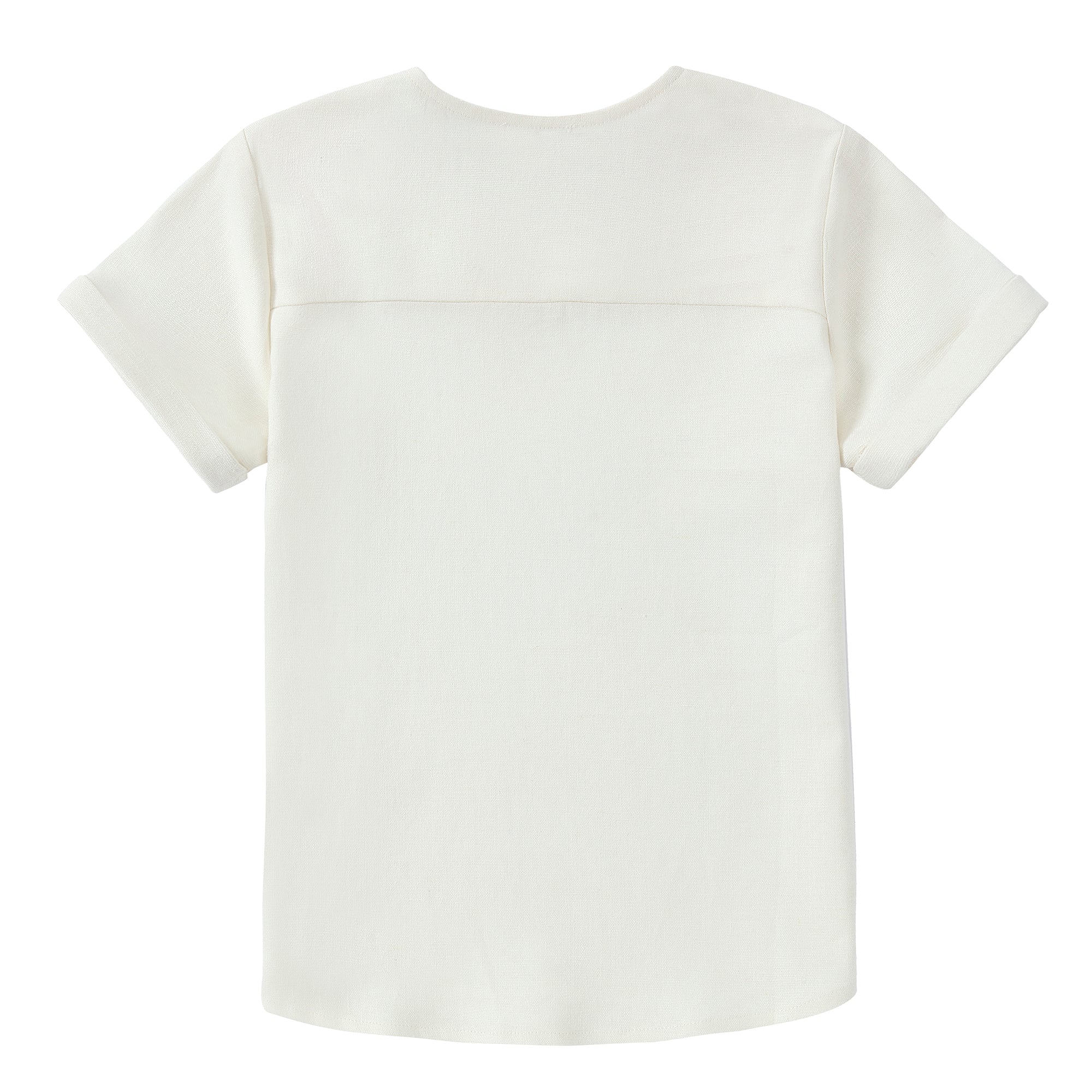 White Round Neck Shirt- Short Sleeve