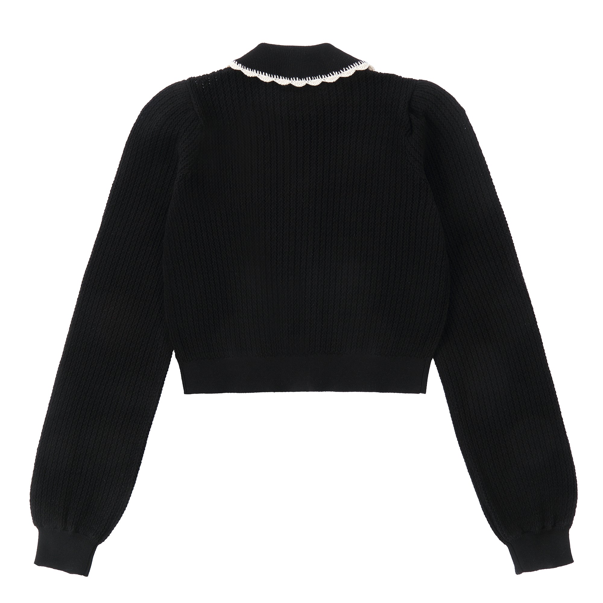 Black Knit Collared Sweater