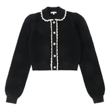 Black Knit Collared Sweater