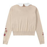 Tan Collared Floral Sweater