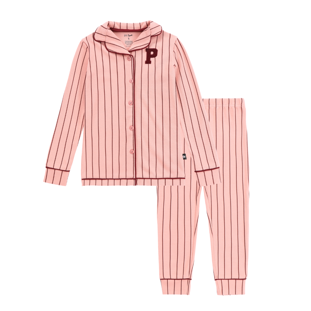 Girls Pink Stripe Grandpa Pajama