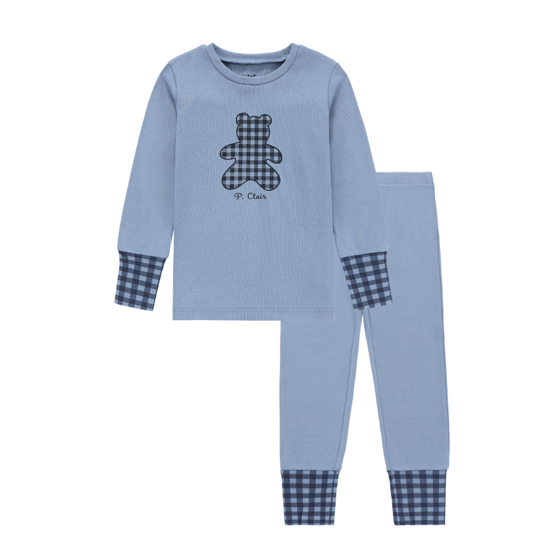 Boys Blue Bear Appliqué Pajamas