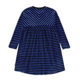 Royal Blue and Black Striped Velour Dress