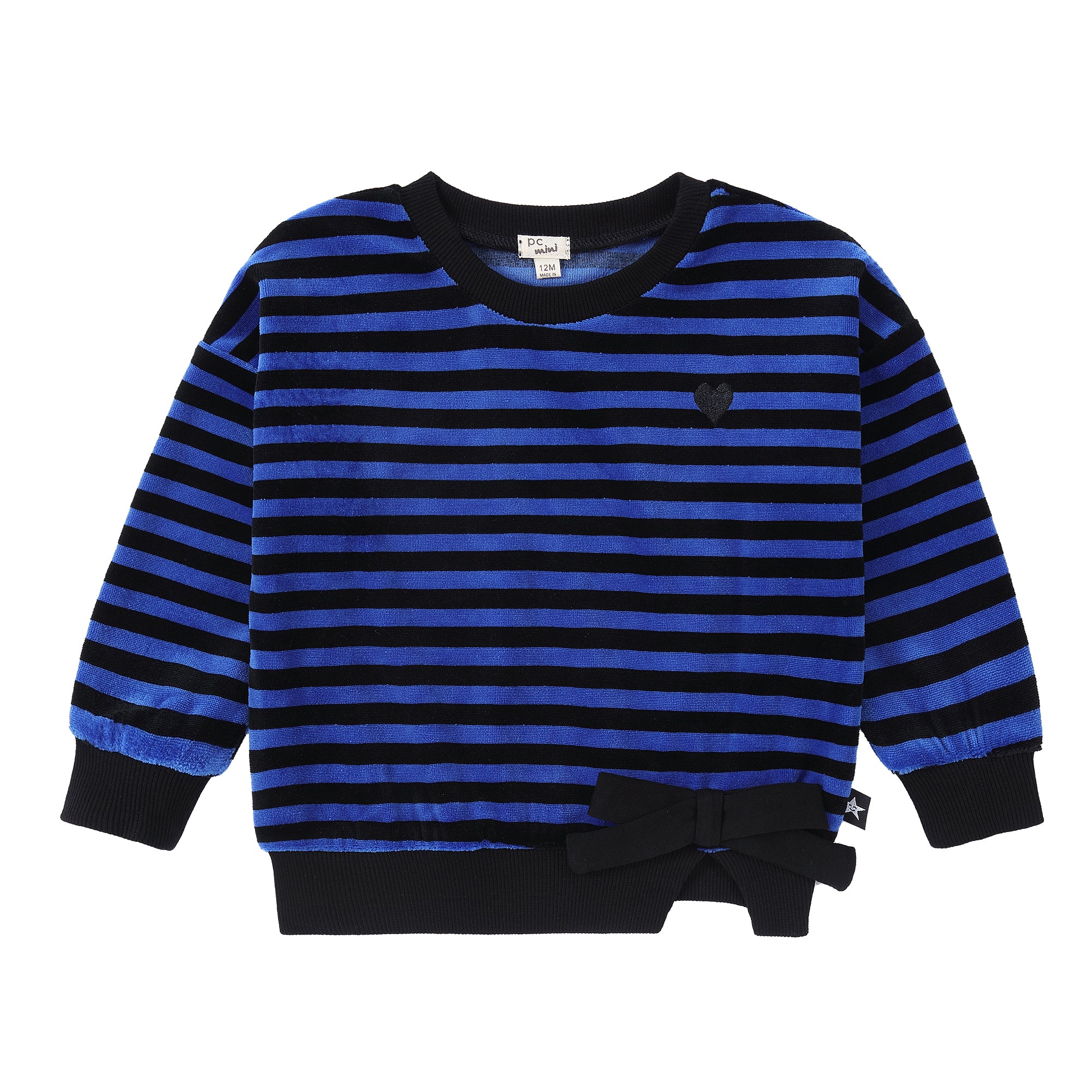 Royal Blue and Black Striped Velour Sweatshirt