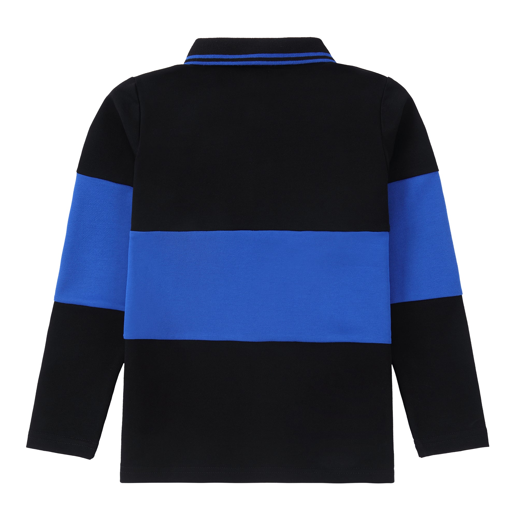 Royal Blue and Black Colorblock Polo