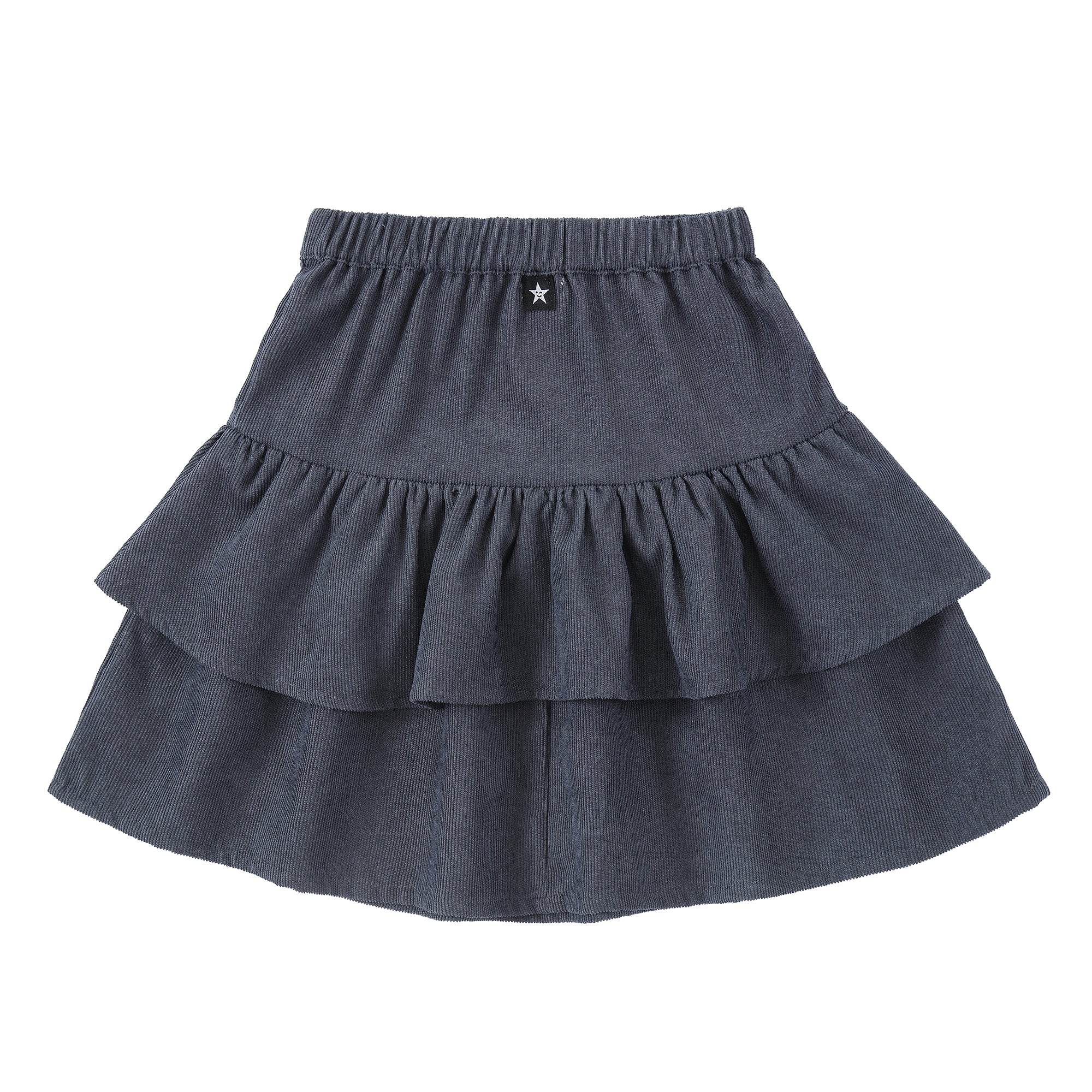 Slate Blue Corduroy Tiered Skirt