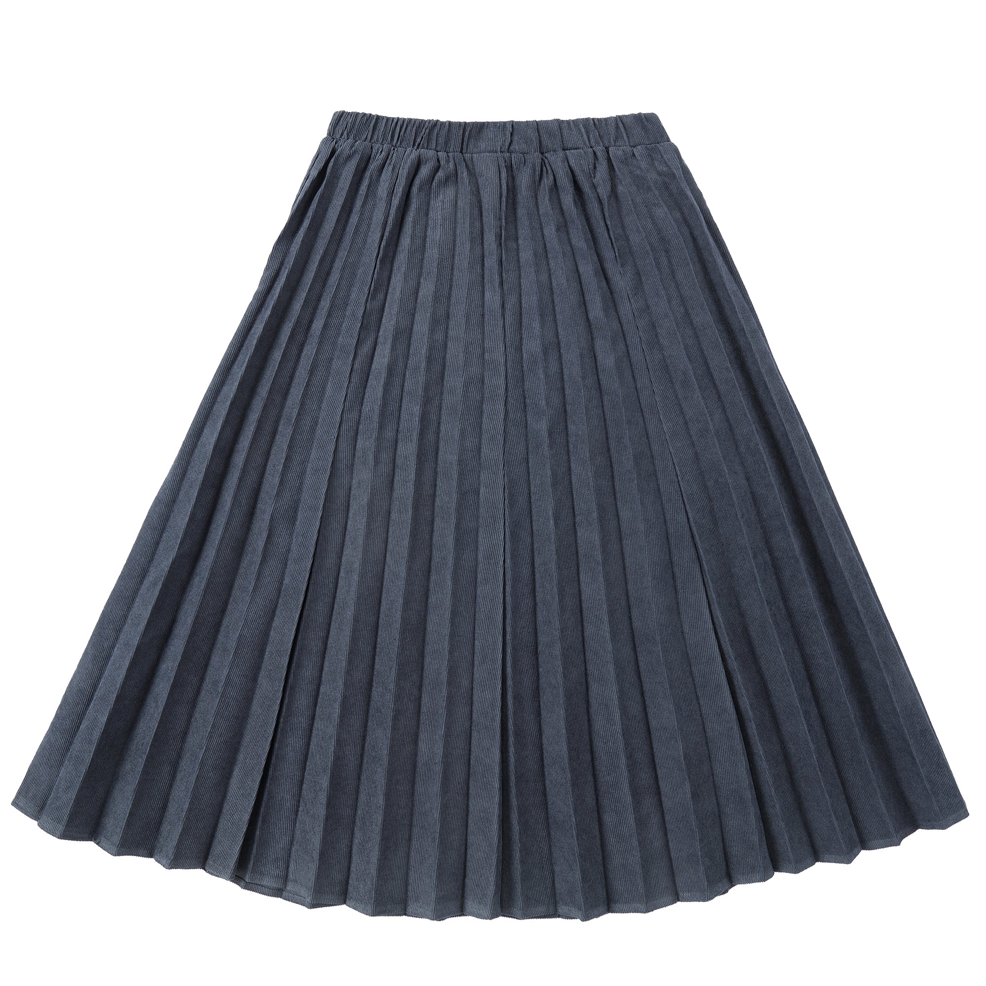 Slate Blue Midi Sunburst Pleat Skirt