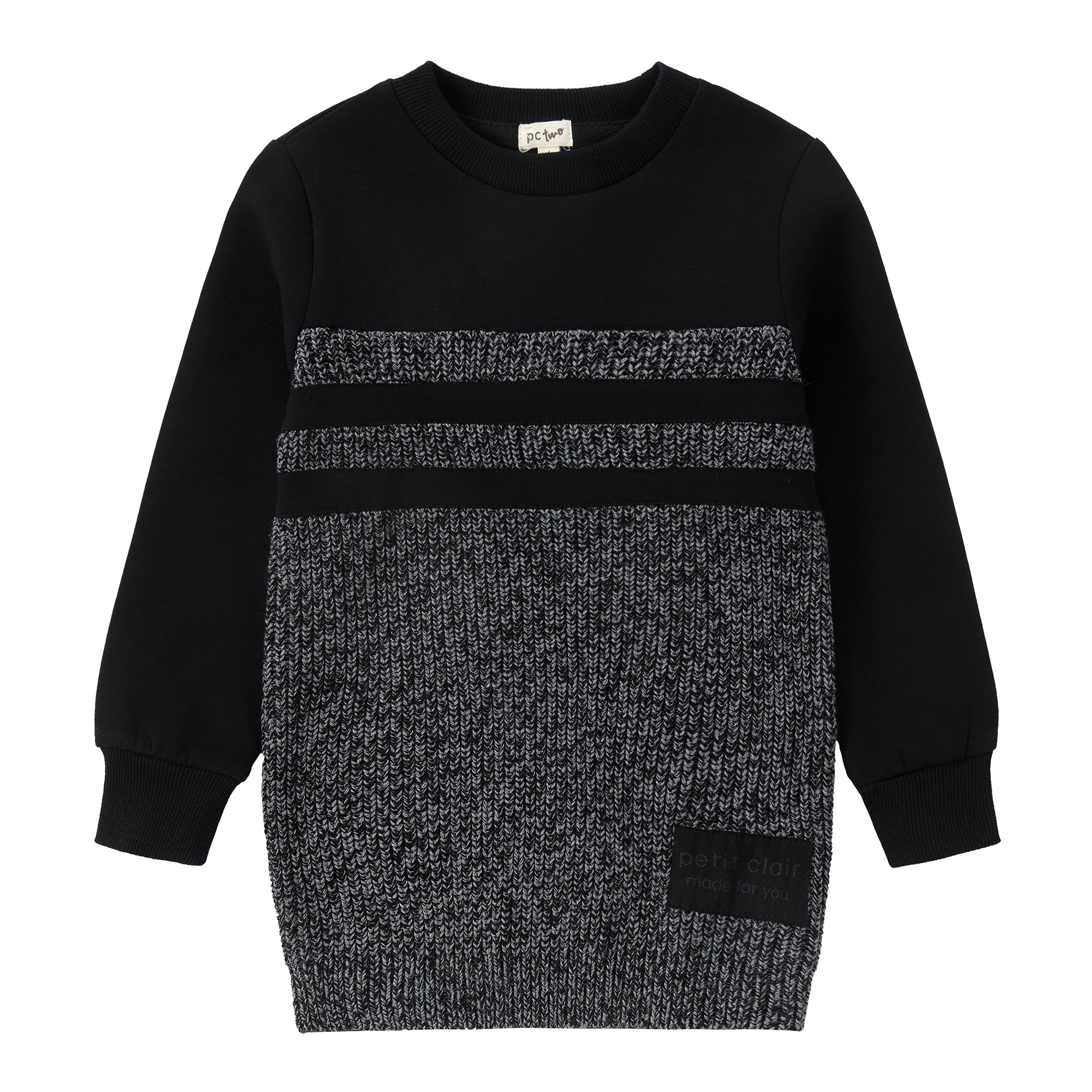 Black Heather Paneled Sweater