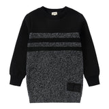 Black Heather Paneled Sweater